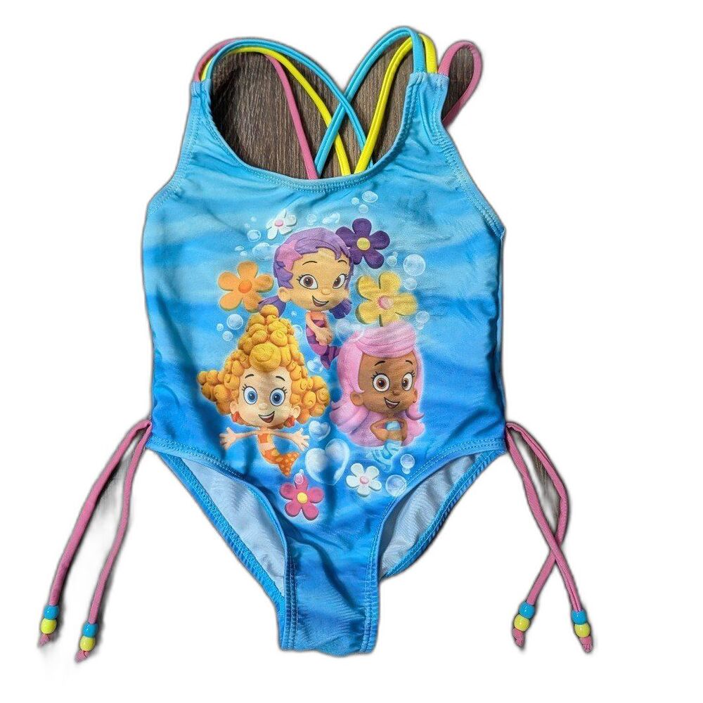 Girls Nickelodeon Bubble Guppies One Piece Swimsuit Molly & Deema 4T Beads